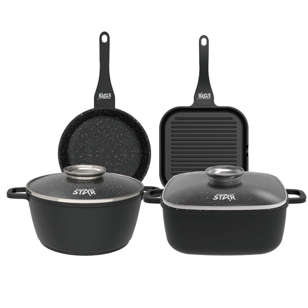 Appareil de cuisine Pièce Moulé Fonte Aluminium Alliage Non Balai Poêle Ustensiles de cuisine Ensemble