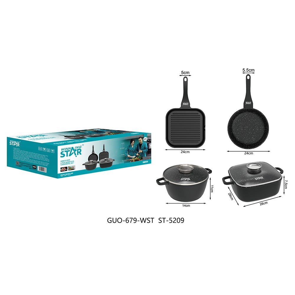 Appareil de cuisine Pièce Moulé Fonte Aluminium Alliage Non Balai Poêle Ustensiles de cuisine Ensemble