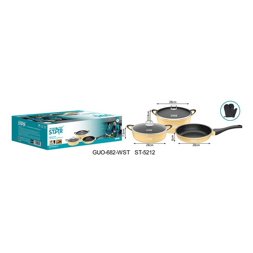 Appareil de cuisine Pièce Moulé Fonte Aluminium Non Balai Poêle Ustensiles de cuisine Ensemble